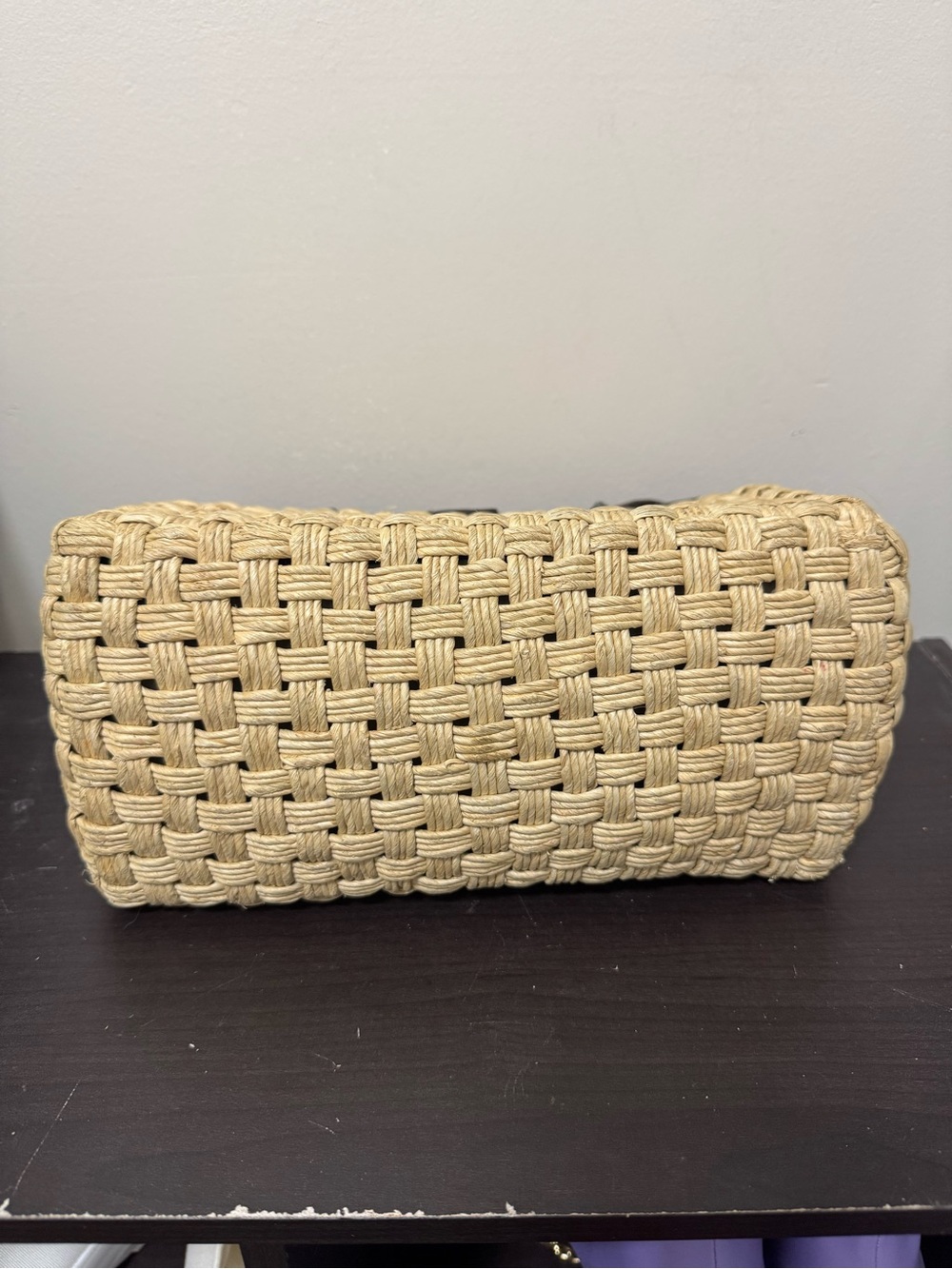 VTG Brighton Ruth Woven Straw Leather Dr Satchel Purse EUC - Picture 3 of 11